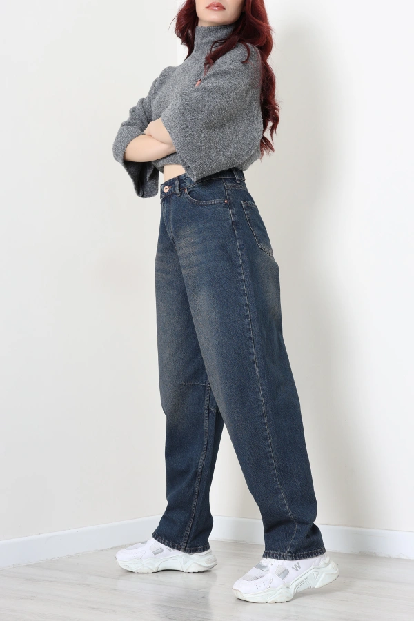 Kadın Kahverengi Baggy Fit Yüksek Bel Kot Pantolon 6