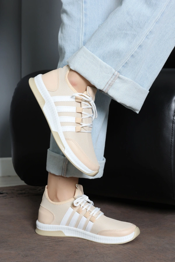 Kadın Beyaz Günlük Spor Ayakkabı Rahat Tabanlı Sneaker Model 3