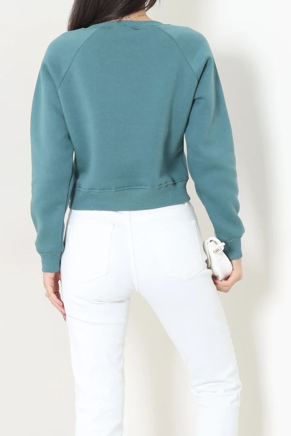 Bisiklet Yaka 3 İplik Sweat Petrol 8