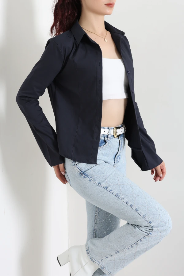 Poplin Kumaş Fit Gömlek Koyulaci 3