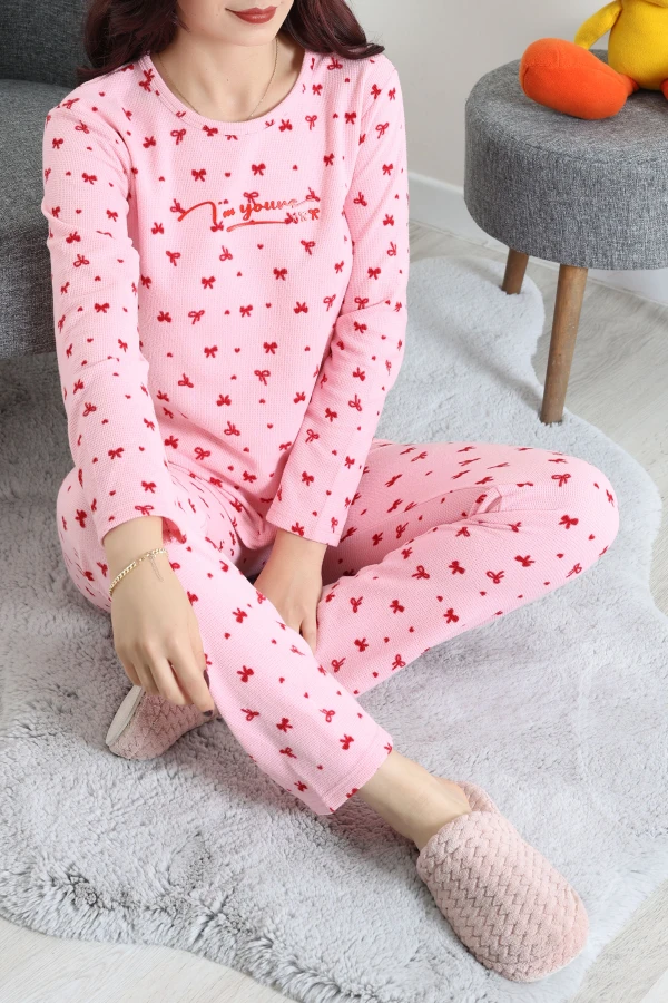 Waffle Pijama Takımı Pembe 5