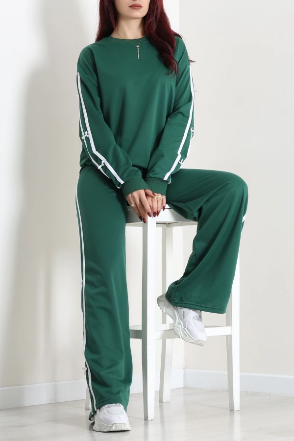 Kadın Zümrüt Yeşili 2 İplik Regular Fit Eşofman Takımı 4