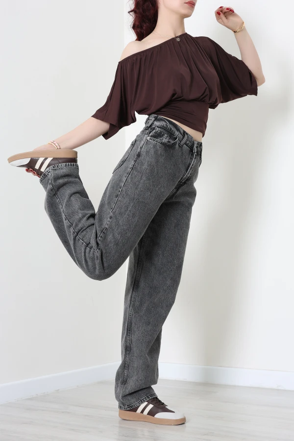Tokalı Baggy Kot Pantolon Açıkfüme 6