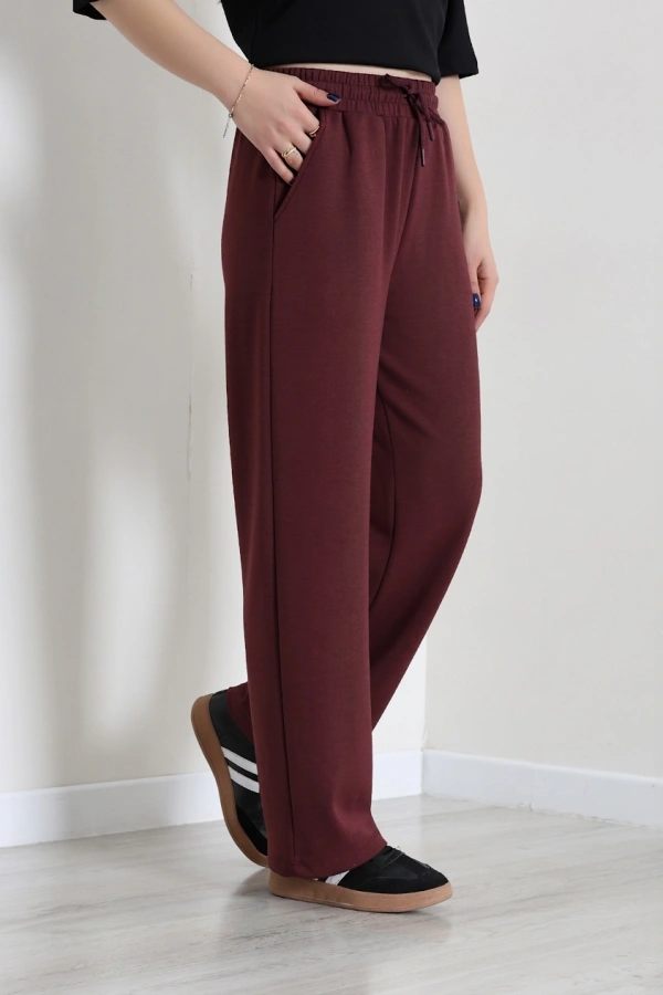 Kadın Bordo Modal Regular Fit Rahat Kesim Eşofman Altı