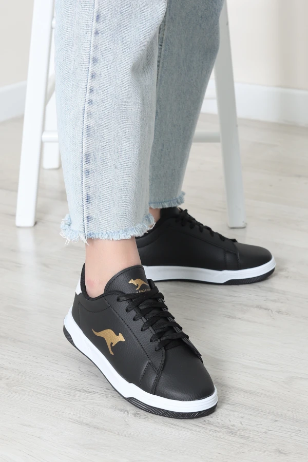 Kadın Siyah Günlük Spor Ayakkabı Rahat Bağcıklı Sneaker 5