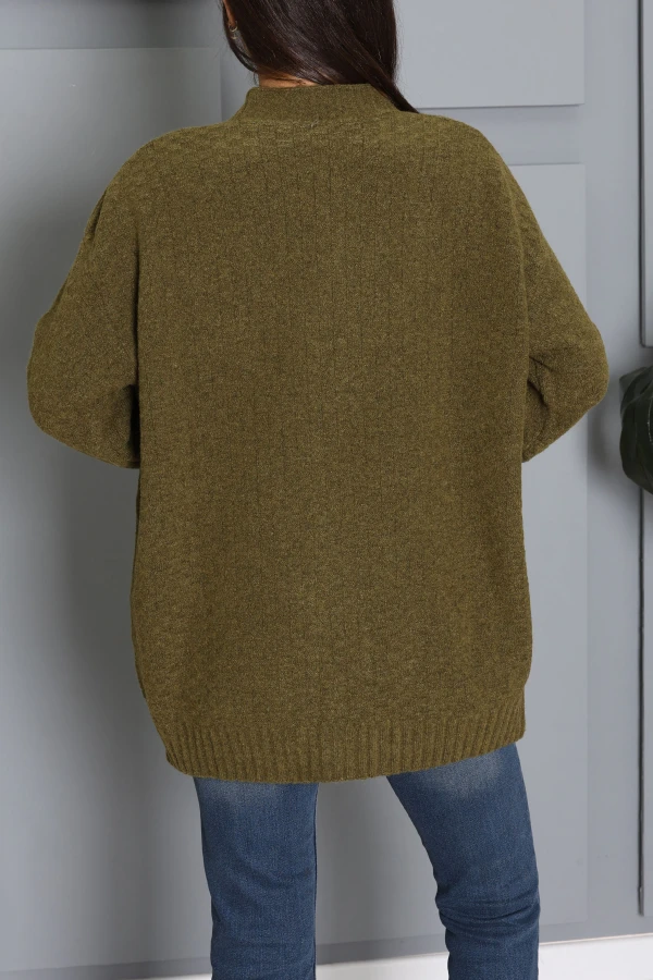 Triko Oversize Hırka Haki 8