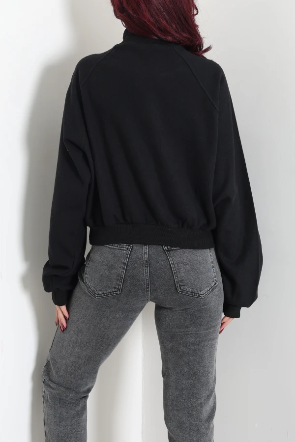 Kadın Siyah Yarasa Kol Oversize Sweat Tunik 8