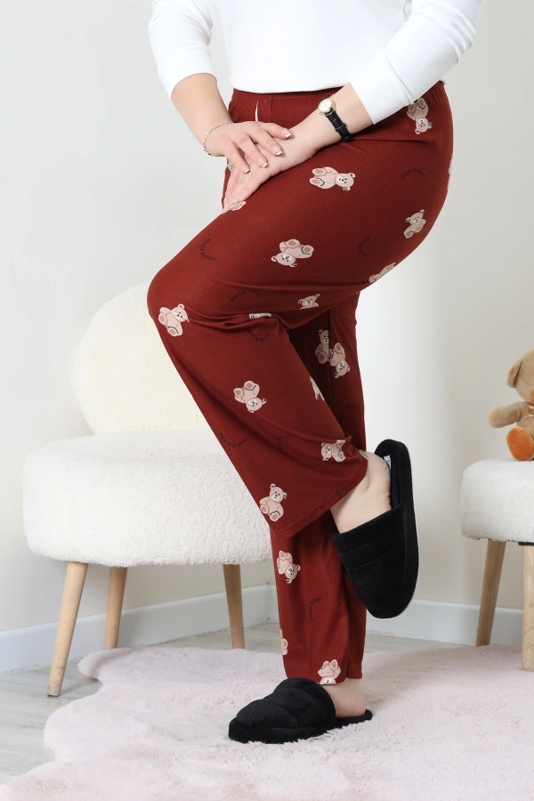 Büyük Beden Süet Pijama Altı Kahveayı 3