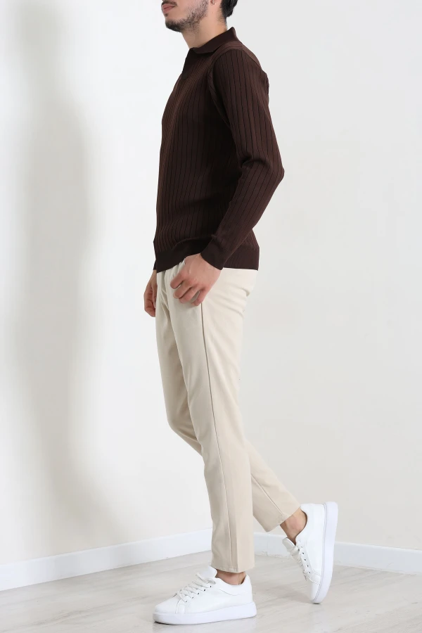 Polo Yaka Erkek Triko Sweat Kahve 7