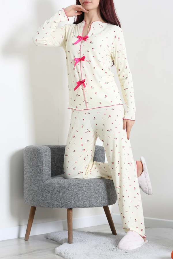 Kaşkorse Pijama Takımı Sarıçiçekli 7
