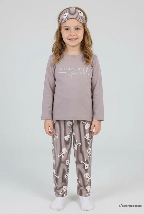 Çocuk Vizon 5-9 Yaş Pijama Takımı Pamuklu Rahat Kesim