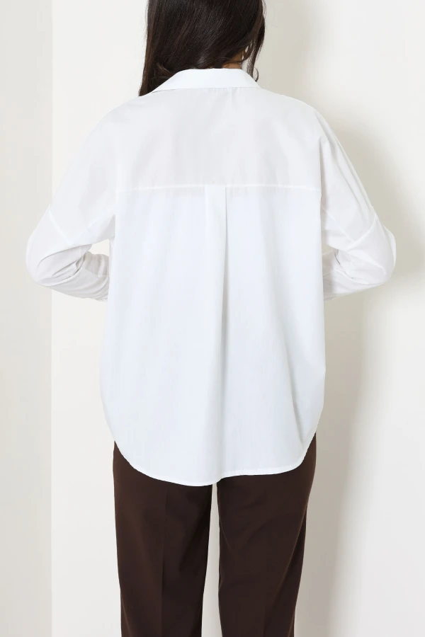 Oversize Poplin Gömlek Kırıkbeyaz 7