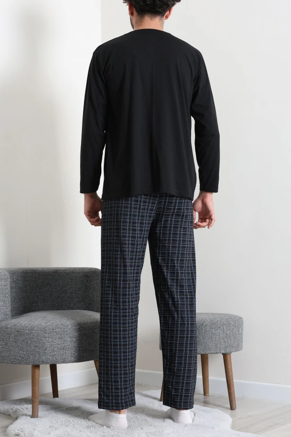 Süprem Ekose Erkek Pijama Takımı Siyah 7