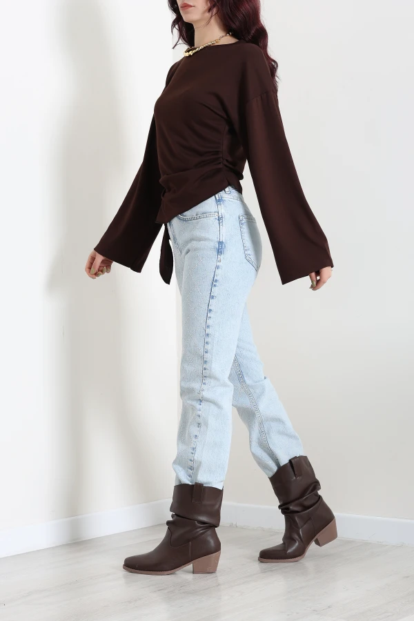 Kimono Kol Modal Bluz Acıkahve 6