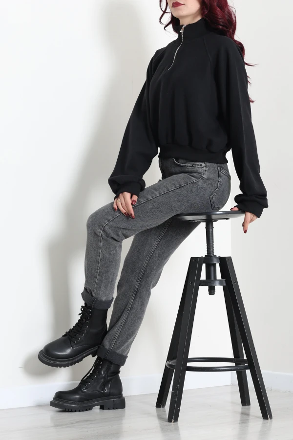 Kadın Siyah Yarasa Kol Oversize Sweat Tunik 6