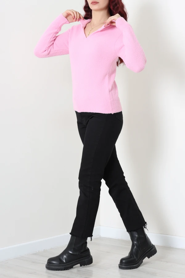 Polo Yaka Triko Kazak Pembe 6