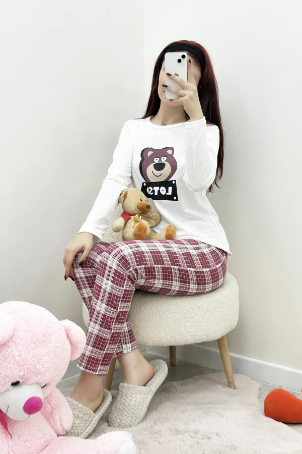 Süprem Baskılı Pijama Takımı Beyazekose 9