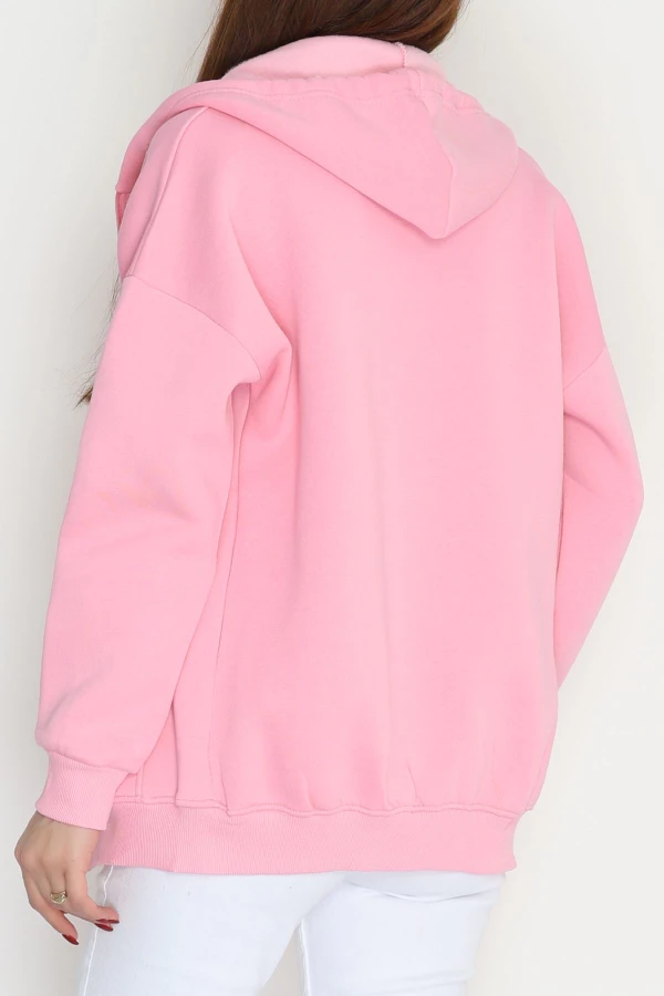3 İplik Kompakt Oversize Biyeli Sweat Pembe 7