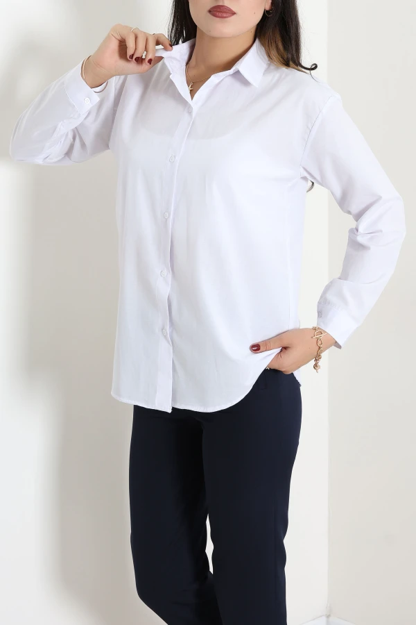 Terikoton Oversize Gömlek Kırıkbeyaz 3