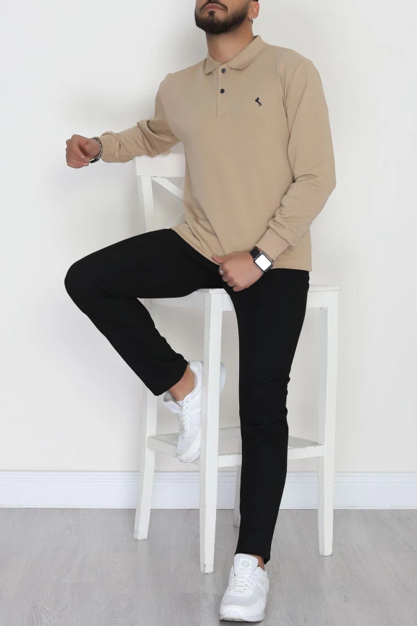 2 İplik Likralı Polo Yaka Erkek Sweat Sütlükahve 7