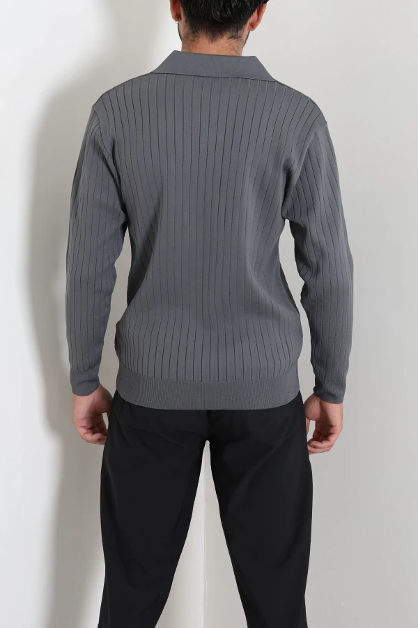 Polo Yaka Erkek Triko Sweat Antrasit 7