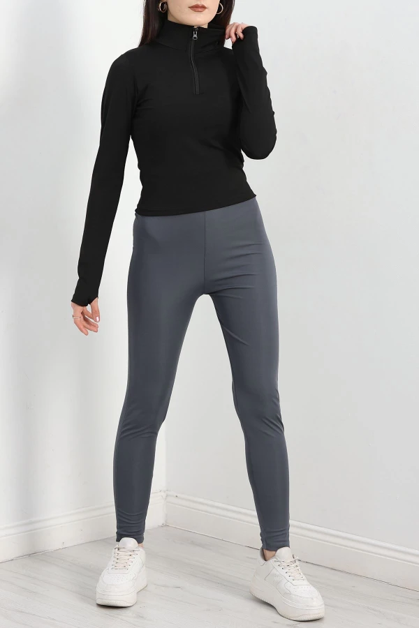 Kadın Siyah Dalgıç Parmak Geçmeli Basic Body 2