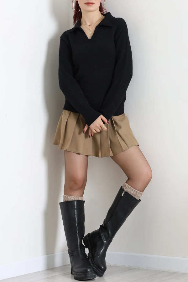Polo Yaka Triko Kazak Siyah 2