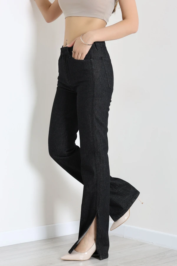 Paça Yırtmaçlı Straight Kot Pantolon Antrasit 5