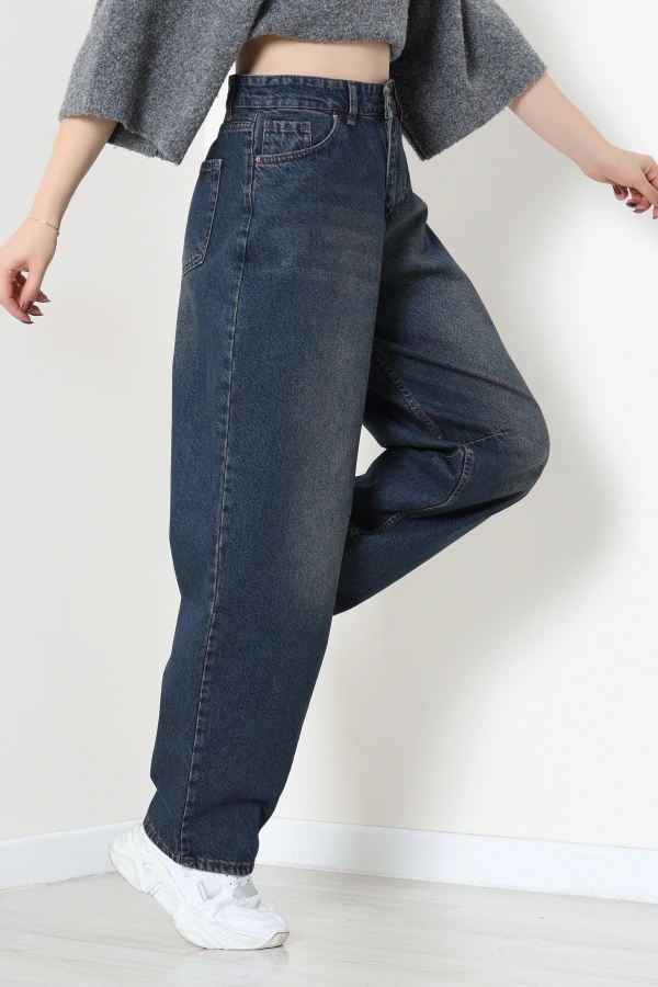 Kadın Kahverengi Baggy Fit Yüksek Bel Kot Pantolon 7