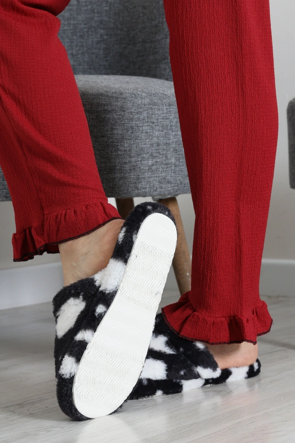Peluş Ev Terliği Siyahbeyaz 7