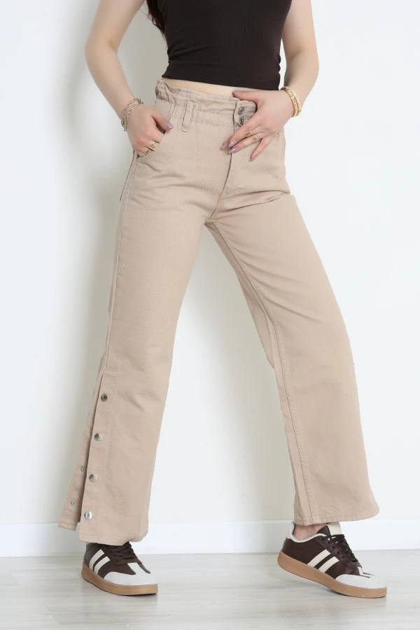 Kadın Kumbeji Paça Çıtçıtlı Kot Pantolon