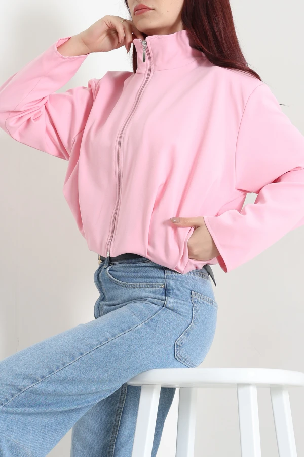 Atlas Kumaş Bomber Ceket Pembe