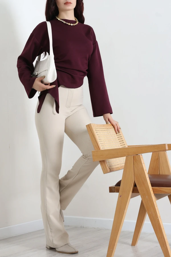 Kimono Kol Modal Bluz Mürdüm 6