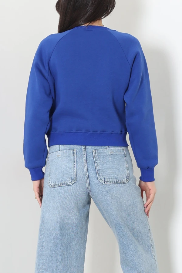 Bisiklet Yaka 3 İplik Sweat Saks 8