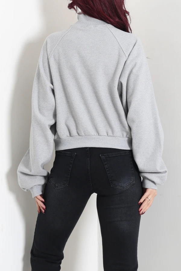Kadın Gri Yarasa Kol Oversize Sweat Tunik 8