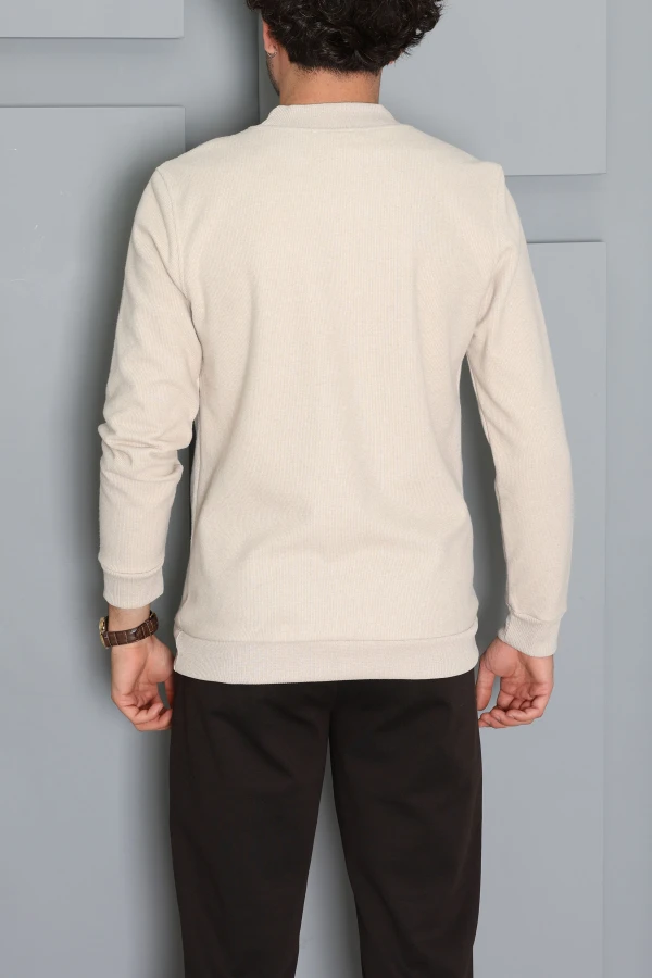 Selanik Yarım Boğazlı Erkek Sweat Bej 7