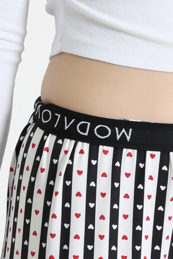 Kadın Siyah Havlu Kemerli Rahat Kalıp Pijama Altı 7