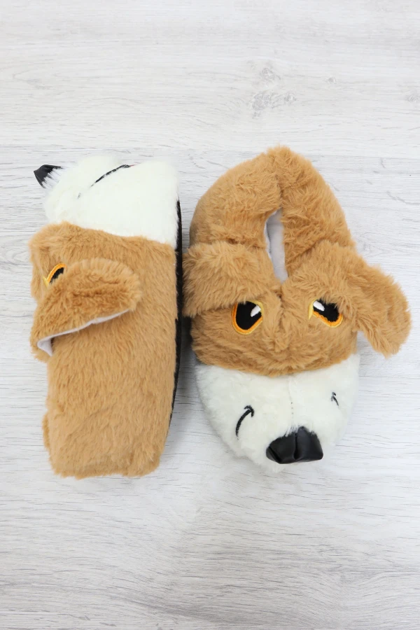 Çocuk Camel Ev Panduf Sıcak Kaymaz Peluş Taban 7