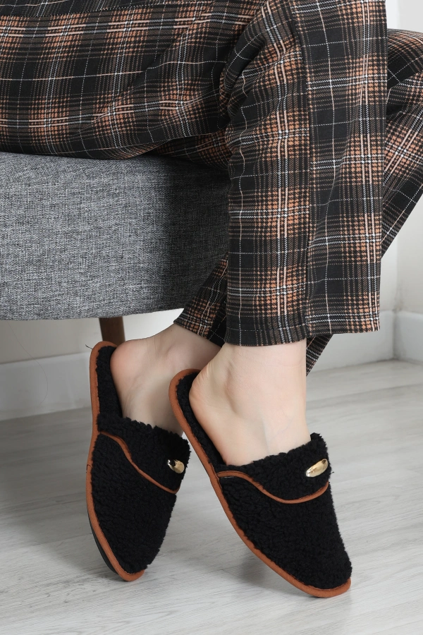 Peluş Ev Terliği Siyah 6