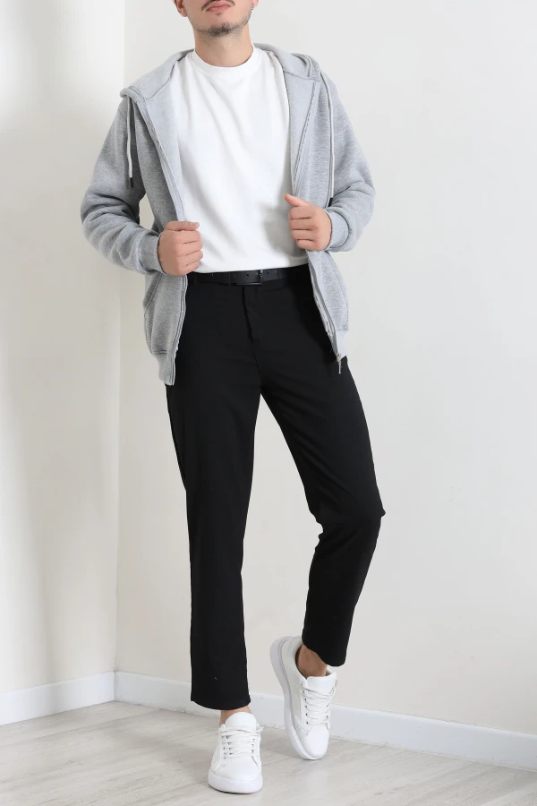 Erkek Gri 3 İplik Şardonlu Oversize Sweatshirt 5