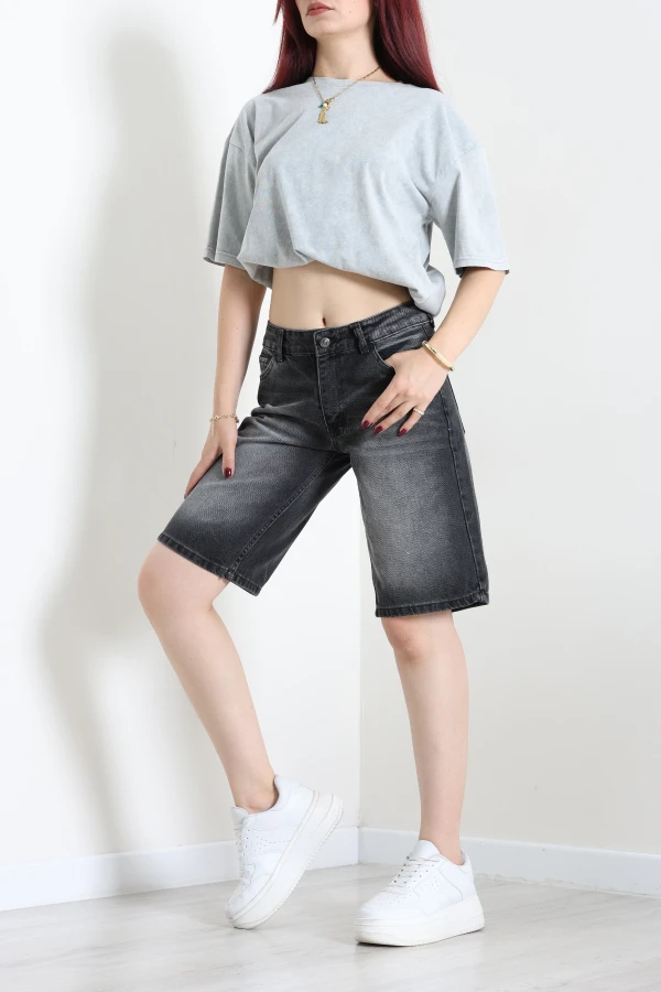 Denim Şort Füme