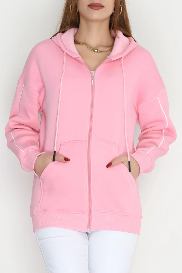 3 İplik Kompakt Oversize Biyeli Sweat Pembe 5