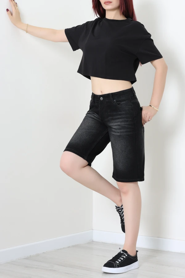 Denim Şort Koyufüme 6