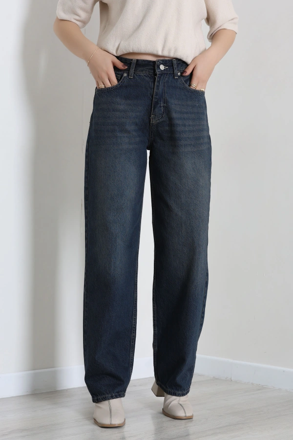 Kadın Tint Baggy Fit Yüksek Bel Kot Pantolon 2
