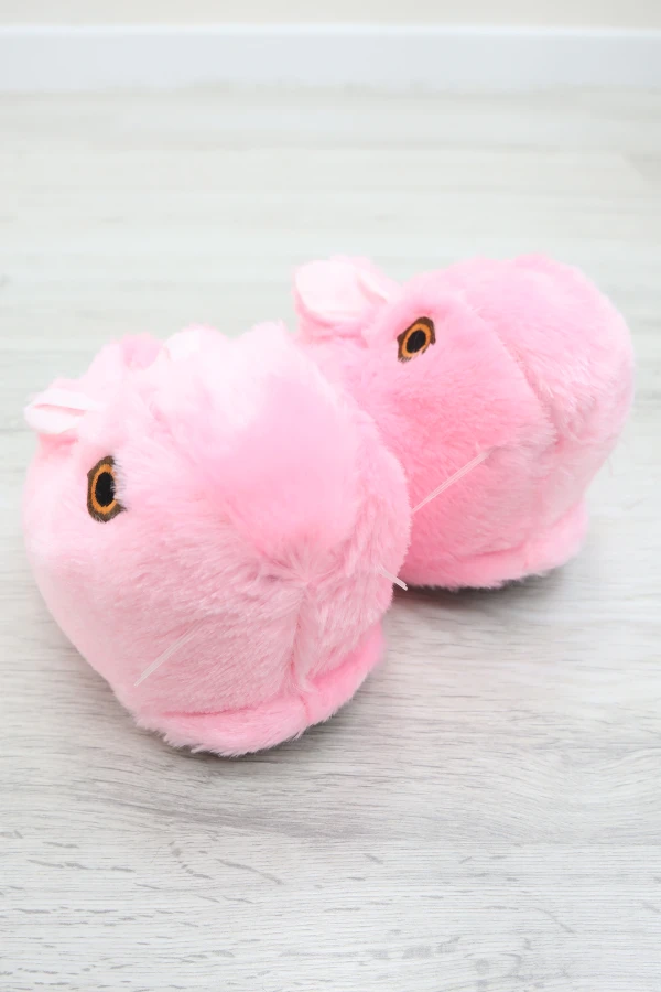 Çocuk Pembe Ev Panduf Sıcak Kaymaz Peluş Kışlık Terlik 5