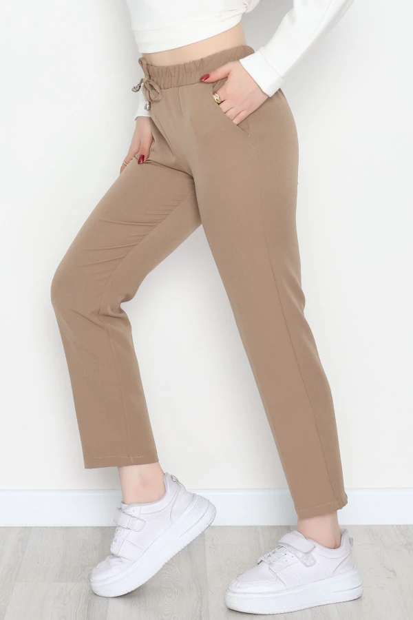 Dabıl Bağcıklı Pantolon Vizon 3