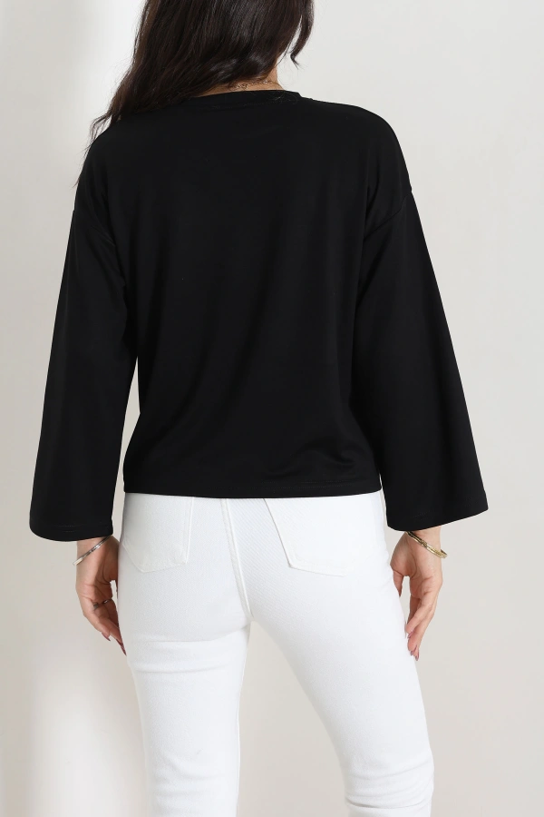 Baskılı Modal Sweat Siyah 7