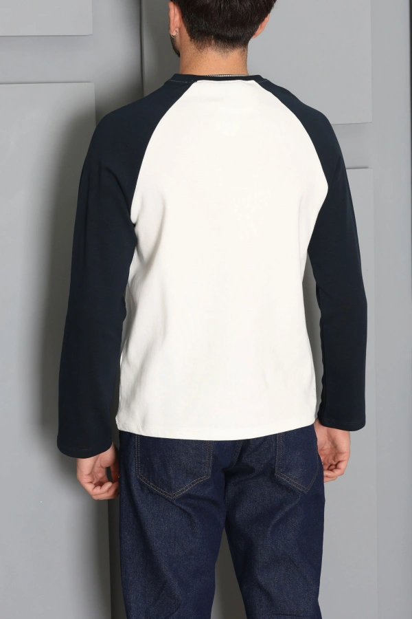 İnterlok Bisiklet Yaka Reglan Kol Erkek Sweatshirt Beyazlaci 7