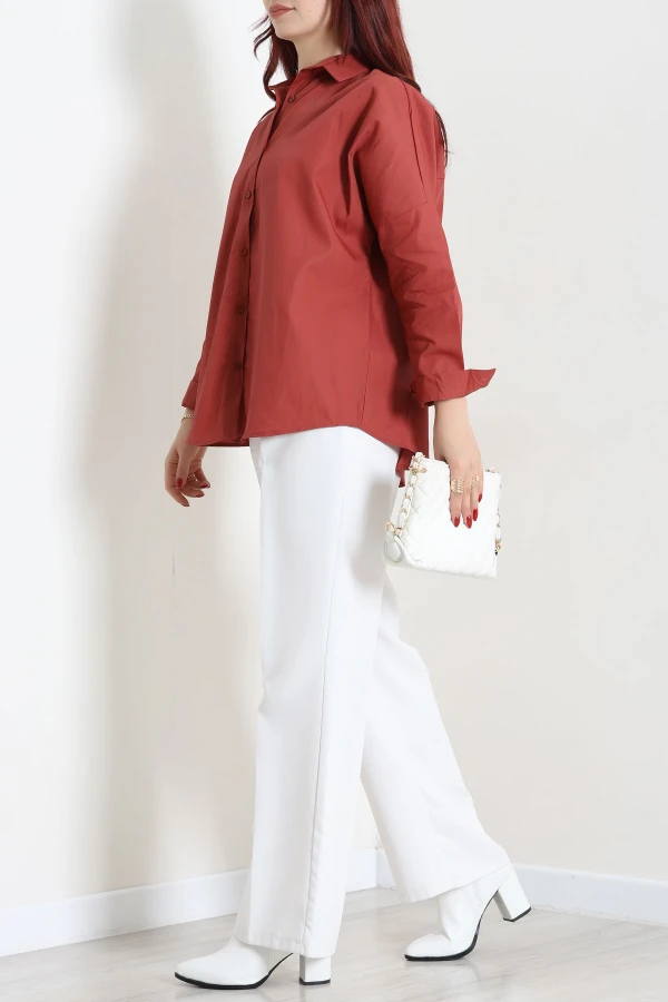 Oversize Poplin Gömlek Kiremit 5