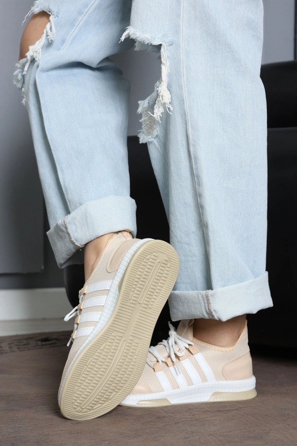 Kadın Beyaz Günlük Spor Ayakkabı Rahat Tabanlı Sneaker Model 7
